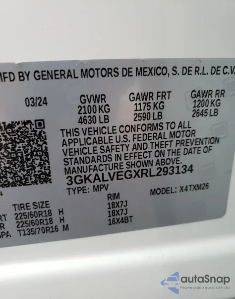 2024 GMC Terrain Slt из США, поврежденный, VIN 3GKALVEGXRL293134